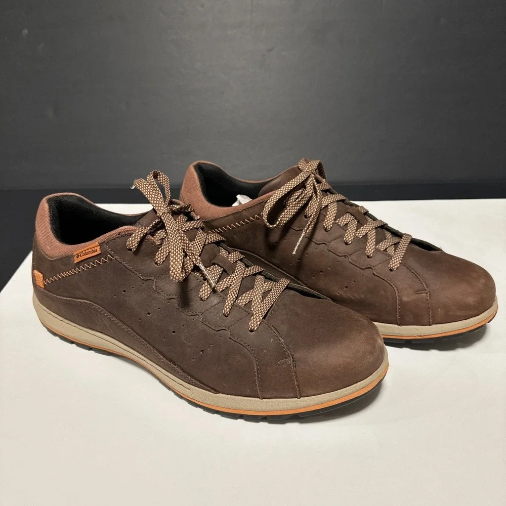 Columbia Men's 13 Trail Shoes Three Passes Brown Nubuck Leather Sneakers